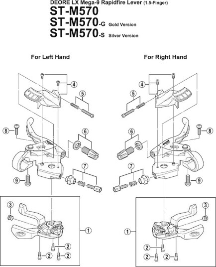 Shimano indikator unit høyre 9 gir til ST-M570