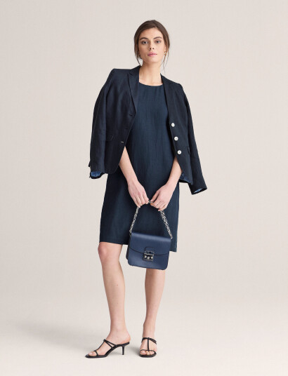 Newhouse Klara Linen Dress - Navy - 36 Newhouse Klara Linen Dress - Navy - 36