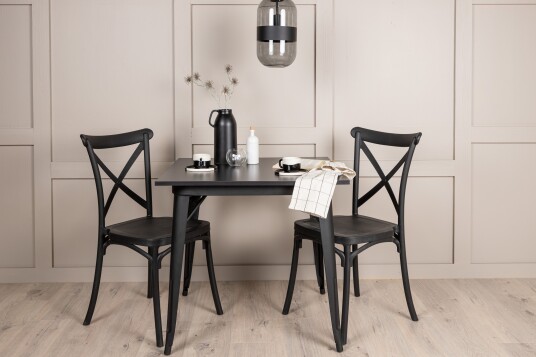 Venture Home Tempe Matgruppe 80 cm Rektangulær med 2 Crosett stoler Sort