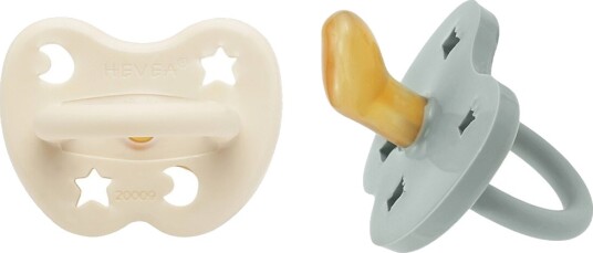 Hevea Smokker 3–36 Md. 2-pack Naturgummi Melkeaktig Whit Hevea 3-36 md Smokk Blå Hvit