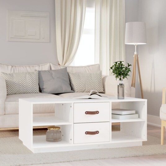 vidaXL Salongbord hvit 100x50x41 cm heltre furu vidaXL Salongbord hvit 100x50x41 cm heltre furu