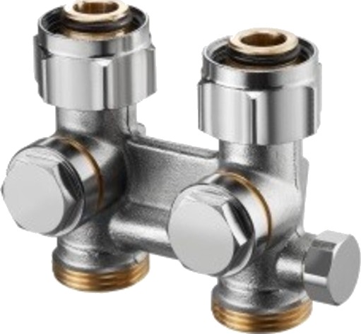 Oventrop Multiflex F H blokk enlinjeventil med CE skrutilkobling Krom