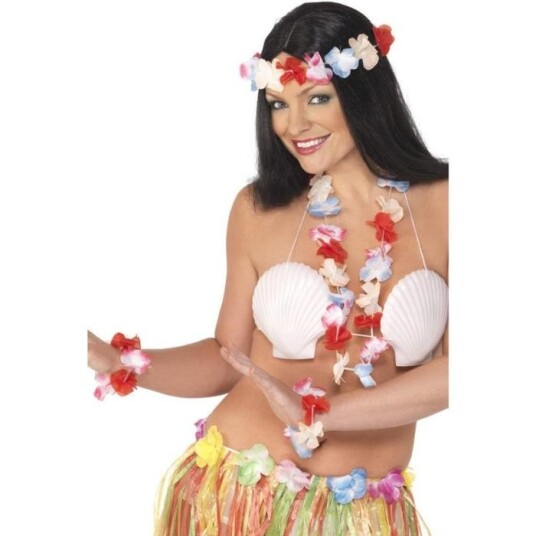 Flerfarget Blomsterkrans Krone Og Armbånd Pk/4 