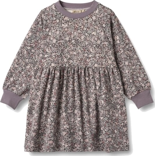 Wheat Purple Stone Flowers Jersey Kjole L/S Dorthea 4 år/104