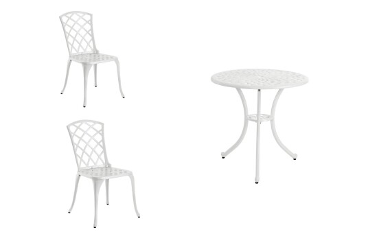 Brafab Arras kafésett Hvit 2 stoler & bord 70 cm
