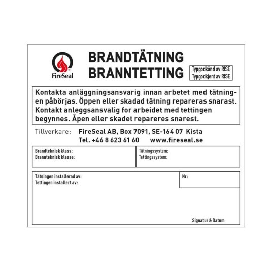 Essve Branntettingsetiketter Essve Branntettingsetiketter