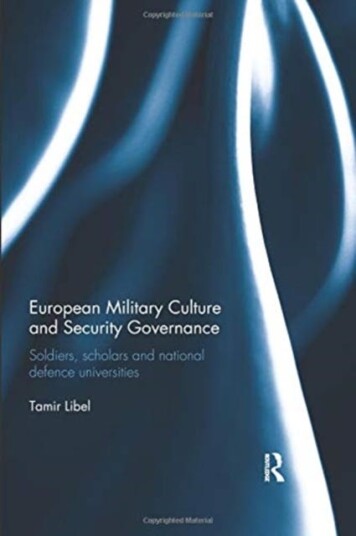 European Military Culture And Security Governance Av Tamir Libel