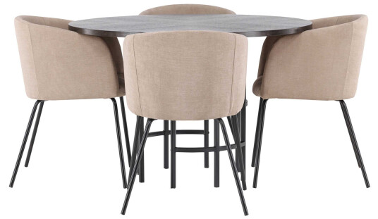 Venture Design Copenhagen & Berit spisegruppe Beige/mokka 4 stoler & bord 115 cm