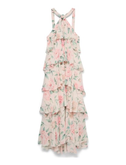 Vero Moda Vmfelicia Sl Ruffle Maxi Dress Exp Pink M