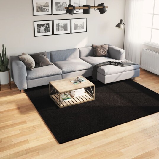 Teppe HUARTE kort luv mykt og vaskbart svart 240x240 cm