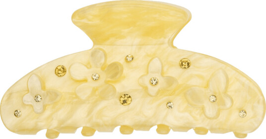 DARK Flower & Butterfly Hair Claw Pale Yellow