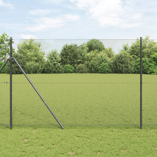  Sveiset trådgjerd med 7 stolper Grå 1.4x50 m Stål