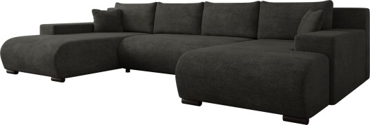 Krysen 4 seters sovesofa med dobbeltdivan   svart