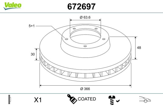 VALEO 672697 Bremseskive