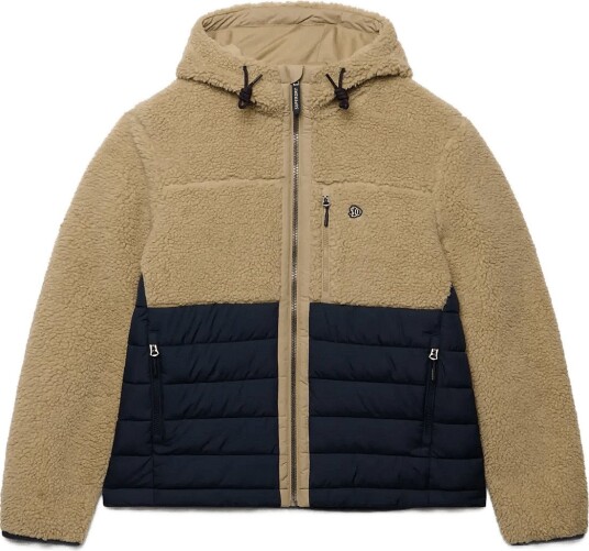 Superdry Sport Hood Outdoor Borg Quilt Hybrid WHITE PEPPER MARL/ECLIPSE NAVY M