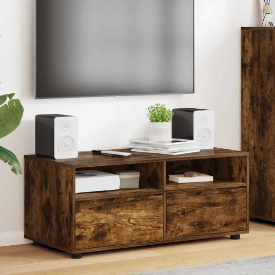 TV skap med skuff Røkt eik 100 x 48 x 43 cm Konstruert tre