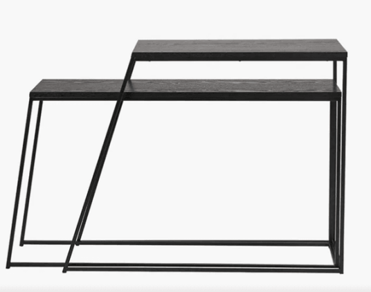 Trend Collection Konsollbord 2 stk Svart Metall og Eikefiner