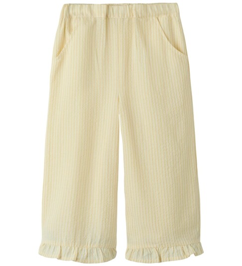 Lil" Atelier Bukser Bred NmfFolly Coconut Melk/Saharasol Lil Atelier 7 år 122 Bukser bomull Gul Hvit
