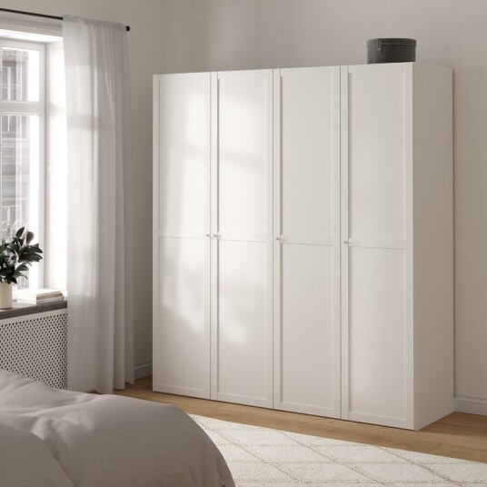 LIND NEST GARDEROBESKAP 200X220X60CM HVIT MED RAMME