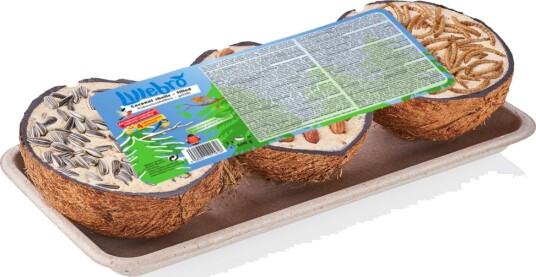 Lillebro Kokosnøttskall Fyllt Med Fuglemat 3 Stk À 600 G