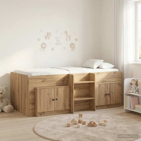 Loft Seng Ramme med Skap 3 pcs Artisan eik Konstruert tre Loft Seng Ramme med Skap 3 pcs Artisan eik Konstruert tre