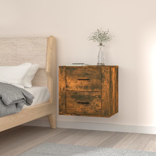 vidaXL Veggmontert nattbord røkt eik 50x36x47 cm vidaXL Veggmontert nattbord røkt eik 50x36x47 cm