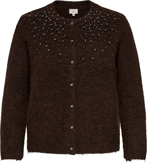 ONLY Carmakoma Carmiggie Ls O Neck Pearl Cardigan Knt Brown 54