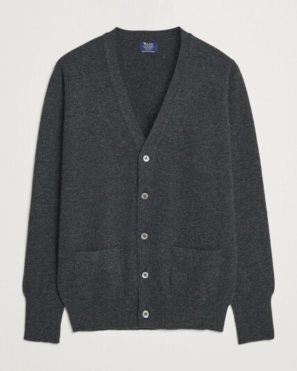 William Lockie Rob Lambswool Cardigan Charcoal William Lockie Rob Lambswool Cardigan Charcoal