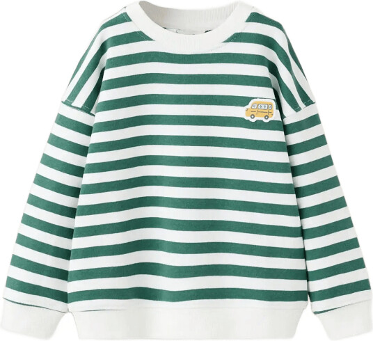 Mango Striped Cotton Sweatshirt With Embroidery White 4 5