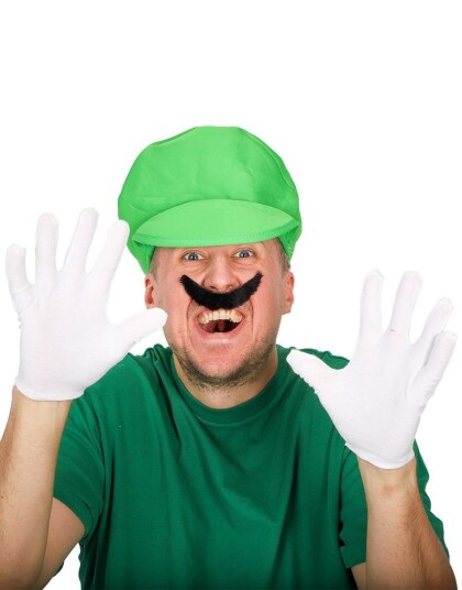 Luigi Inspirert Kostymesett med Hatt Bart og Hansker Luigi Inspirert Kostymesett med Hatt Bart og Hansker