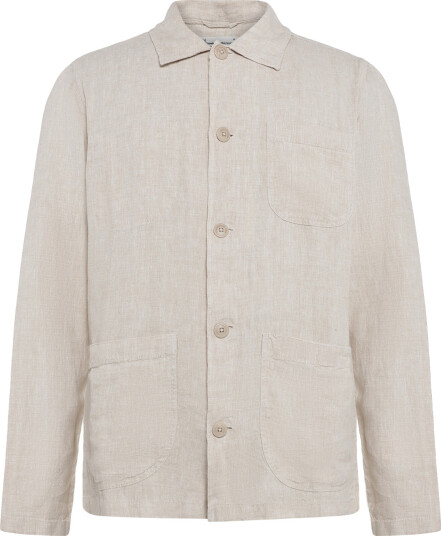 Knowledge Cotton Apparel Linen Overshirt Grey XL