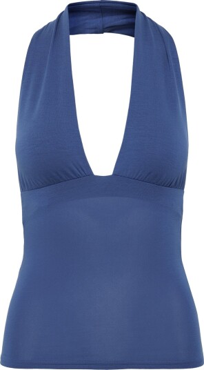Weekday Deep Halterneck Top Blue XL