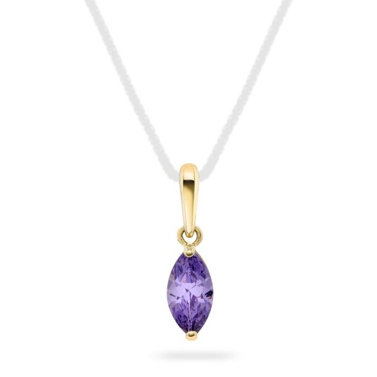 Pan Jewelry Anheng i 585 gult gull med lilla zirkonia Pan Jewelry Anheng i 585 gult gull med lilla zirkonia