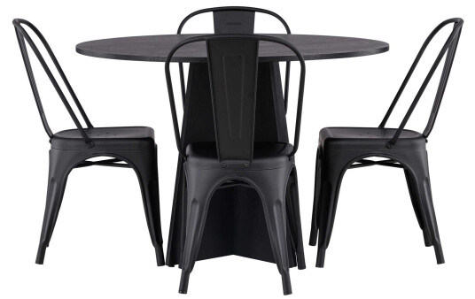 Venture Design Bootcut Oval & Tempe spisegruppe Svart/svart 4 stoler & bord 110 cm