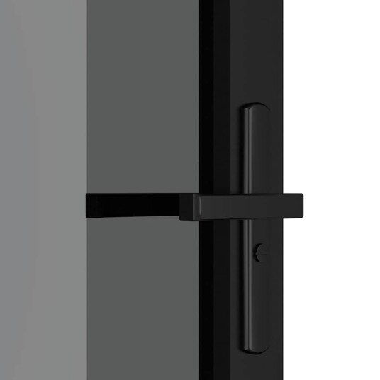 vidaXL Innerdør 93x201,5 cm svart ESG glass og aluminium