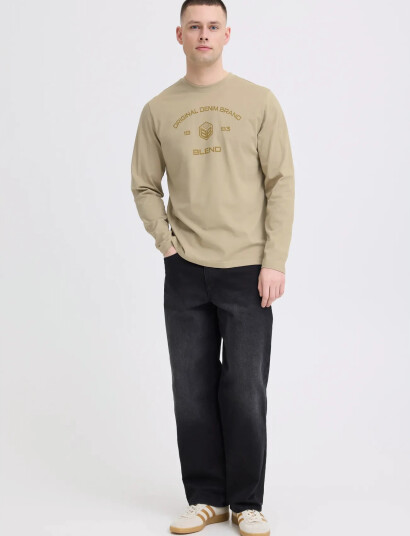 Blend Bhkarson Logo L/S Tee Beige L Blend Bhkarson Logo L/S Tee Beige L