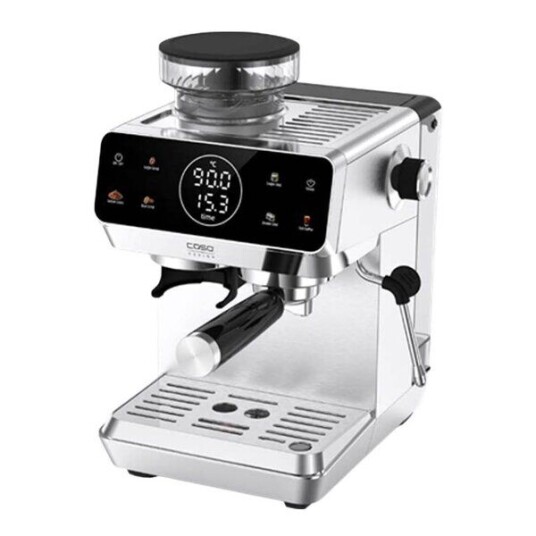 Caso Espresso Gourmet 1826 espressomaskin med innebygd kvern i rustfritt stål