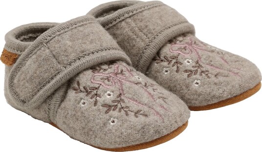 En Fant Wool Slippers W. Embroidery   SAND MELANGE   23\24