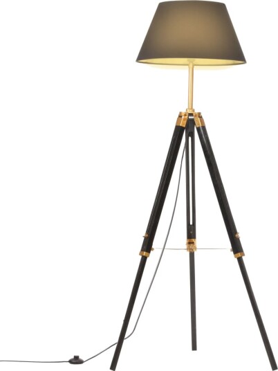 vidaXL Gulvlampe med stativ svart og gull heltre teak 141 cm
