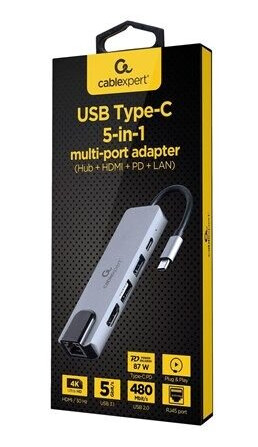 Gembird Cablexpert A-CM-COMBO5-04 - docking station - USB-C 3.1 - HDMI - GigE Gembird Cablexpert A-CM-COMBO5-04 - docking station - USB-C 3.1 - HDMI - GigE