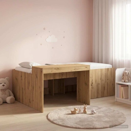 Barneseng med skrivebord Artisan eik 80 x 200 cm Konstruert tre Barneseng med skrivebord Artisan eik 80 x 200 cm Konstruert tre