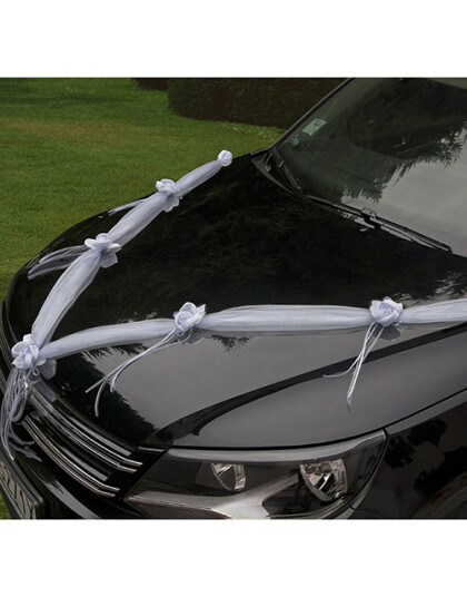 2 stk Hvite Organza Girlander med Roser 180 cm 2 stk Hvite Organza Girlander med Roser 180 cm