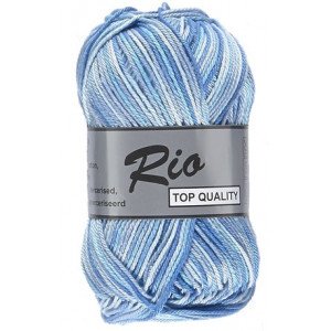 Lammy Rio Garn Print 623 Hvid/Blå 50 gram