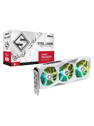 ASRock Radeon RX 7600 Steel Legend 8GB GDDR6 Grafikkort med HDMI og 3x DisplayPort