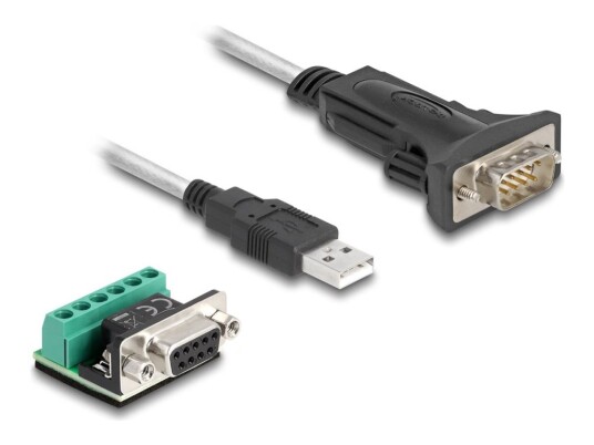 Delock - Usb / Serielt Kabelsett - Usb (Hann) Til Db-9 (Hann) - Usb 2.0 / Eia-422/485 - 5 V - 50 Cm - Tommelskruer - Gjennomsiktig