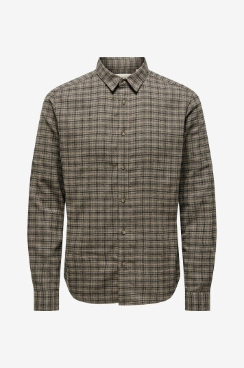 ONLY & SONS - Skjorte onsGudmund LS Checked Shirt, slim fit - Grå