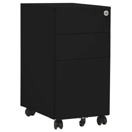  Mobilt arkivskap svart 30x45x59 cm stål