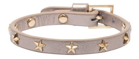 DARK Leather Star Stud Bracelet Mini Champagne Metallic