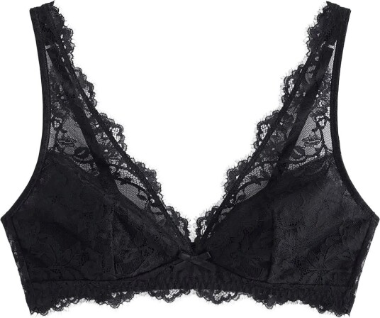 Lindex Unpadded Bralette In Lace   BLACK   M