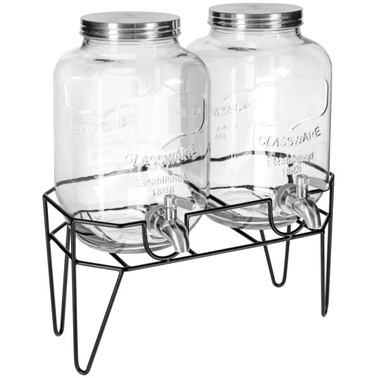 VEGA Dispenser Duo Modesto med stativ; 8l, 17x38.4x34 cm (BxHxD); Svart/Transparent